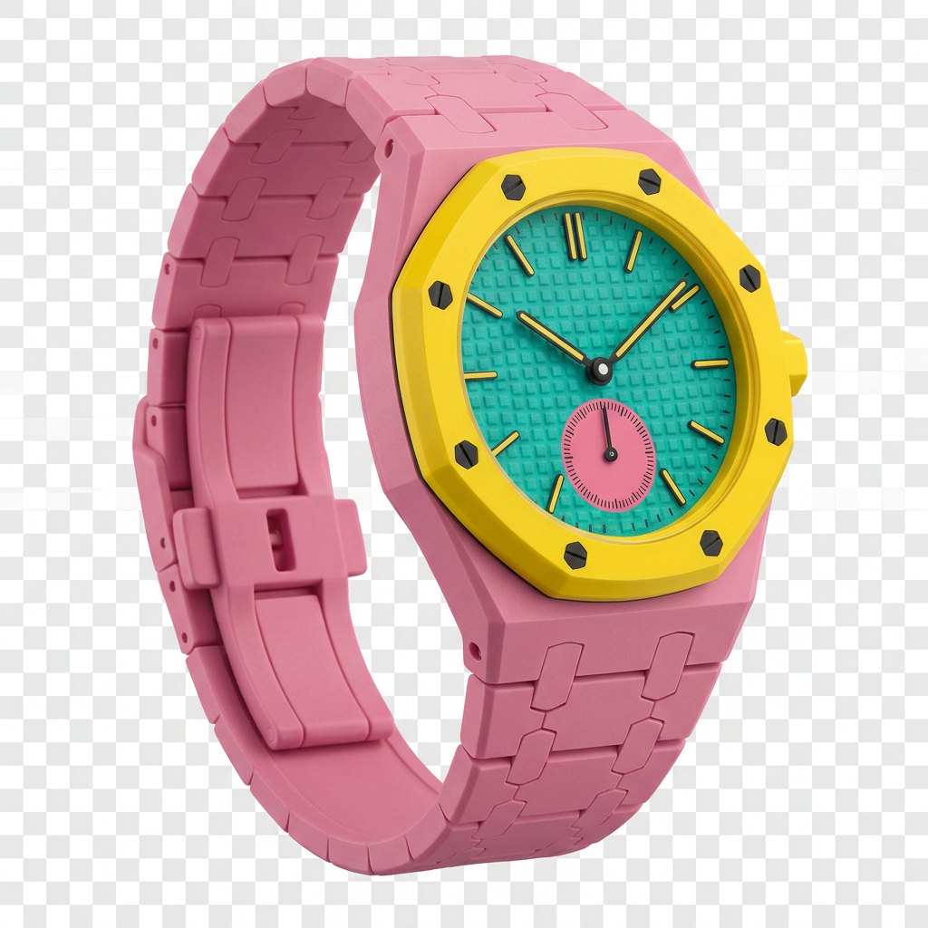 Correa Royal Pop Rosa y Amarillo para Swatch Bioceramic Royal Oak — vista 2