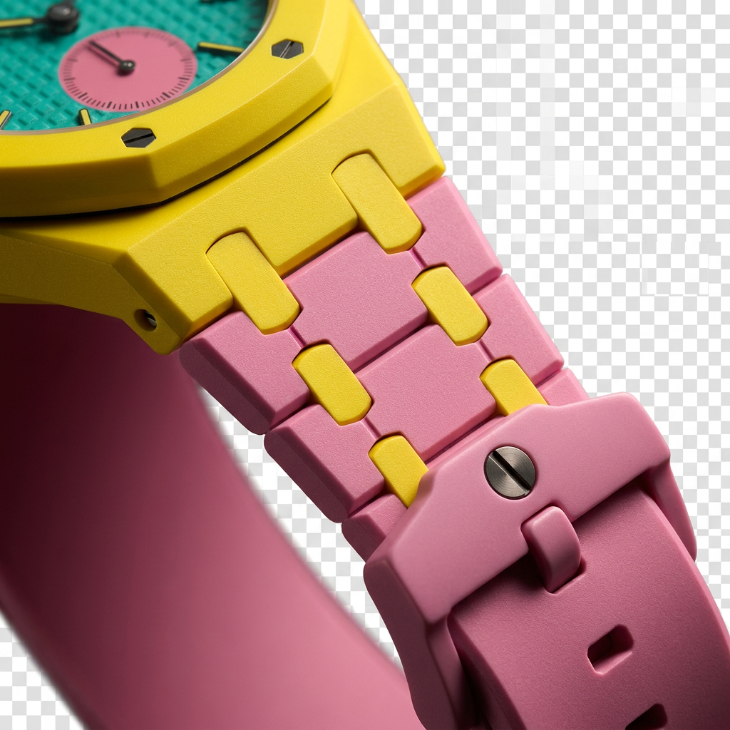 Correa Royal Pop Rosa y Amarillo para Swatch Bioceramic Royal Oak — vista 3
