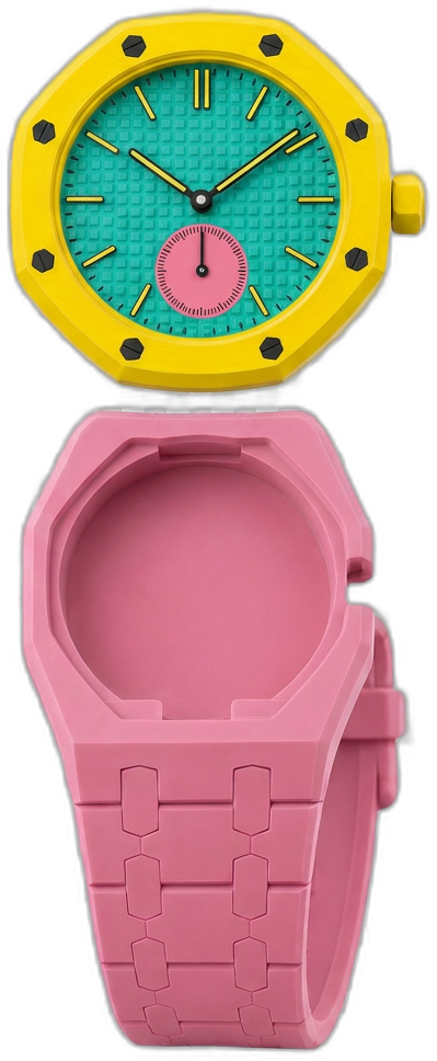 Correa Royal Pop Rosa y Amarillo para Swatch Bioceramic Royal Oak
